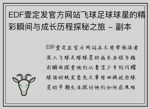 EDF壹定发官方网站飞球足球球星的精彩瞬间与成长历程探秘之旅 - 副本